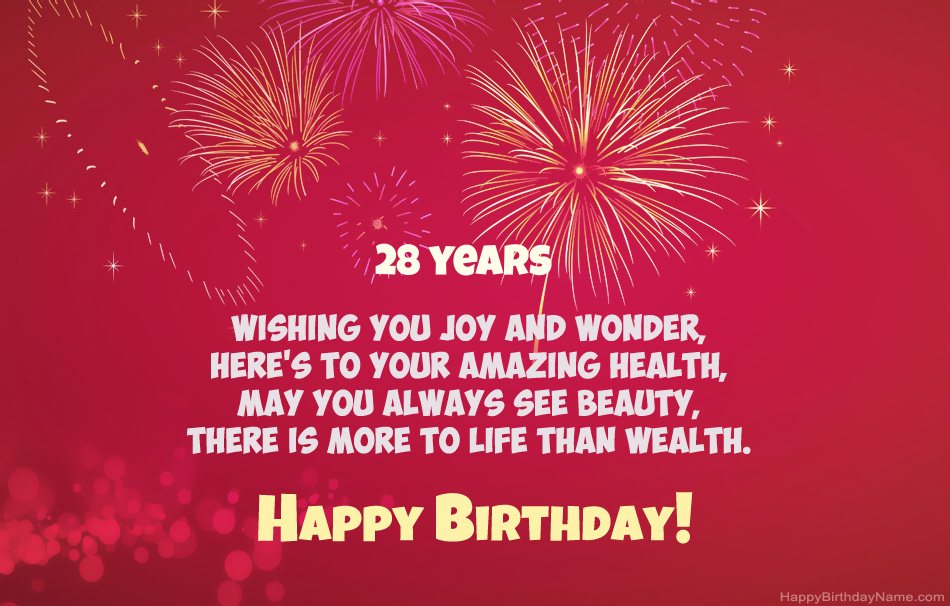 28 years old man Happy Birthday, beautiful poems