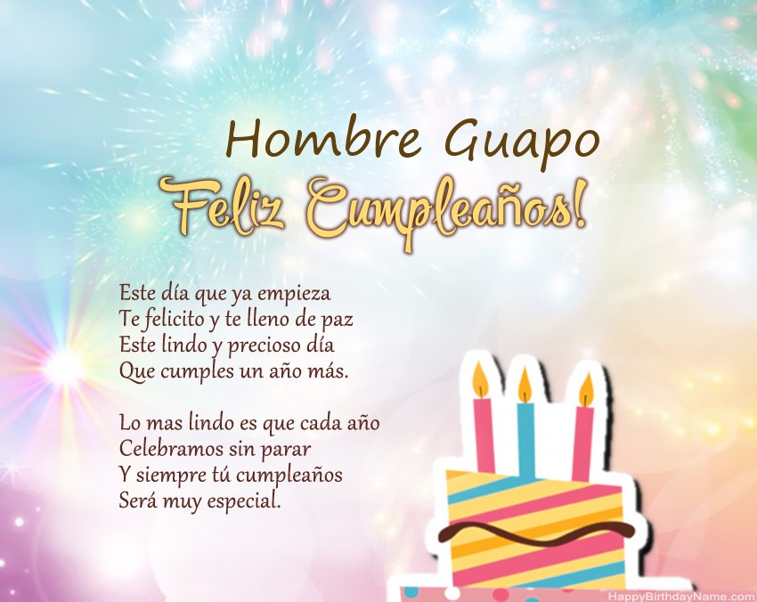 Hombre Guapo Feliz cumpleaños en verso