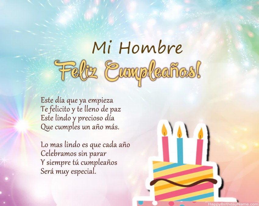 Mi Hombre Feliz cumpleaños en verso