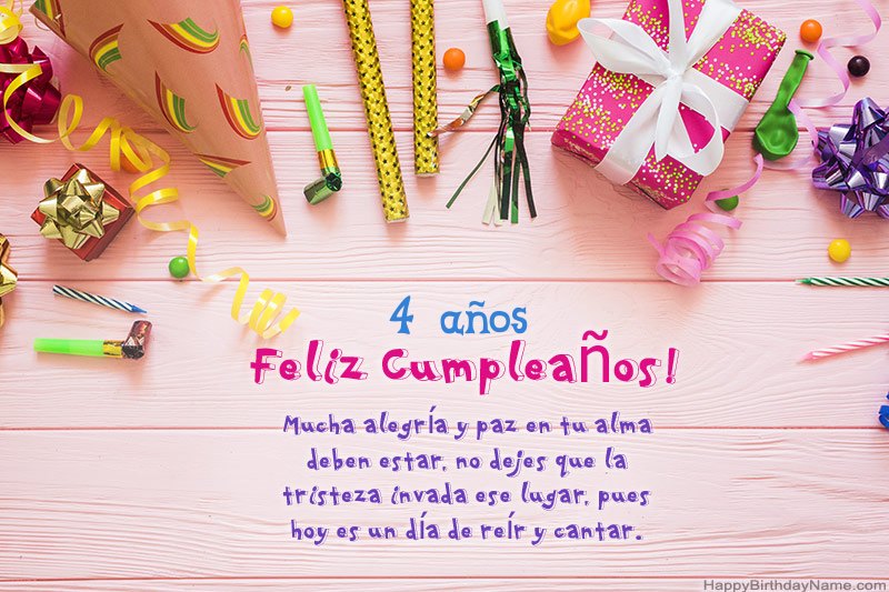 Descargar Happy Birthday card Niña de 4 años gratis Descargar Happy Birthday card Niña de 4 años gratis