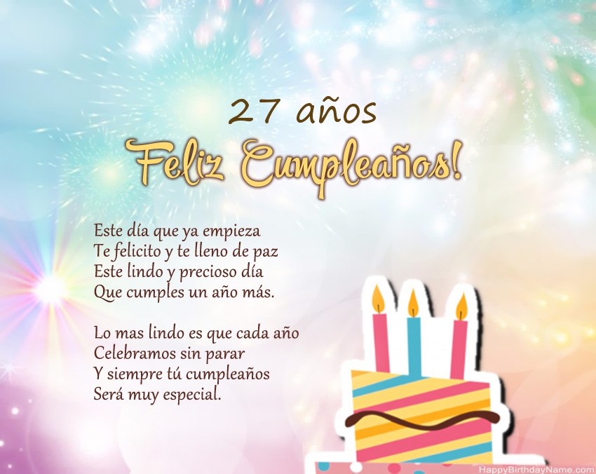 Niña de 27 años Feliz cumpleaños en verso