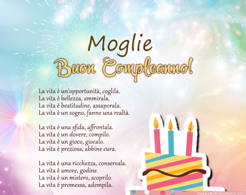 Moglie Buon compleanno in versi Moglie Buon compleanno in versi