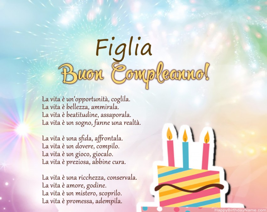 Figlia Buon compleanno in versi