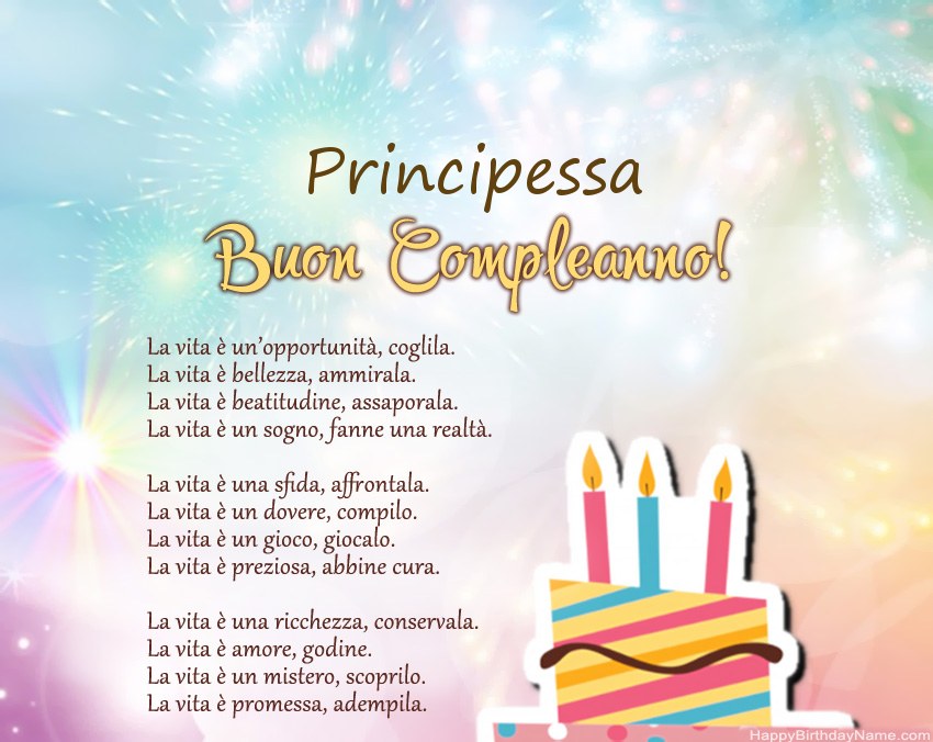 Principessa Buon compleanno in versi