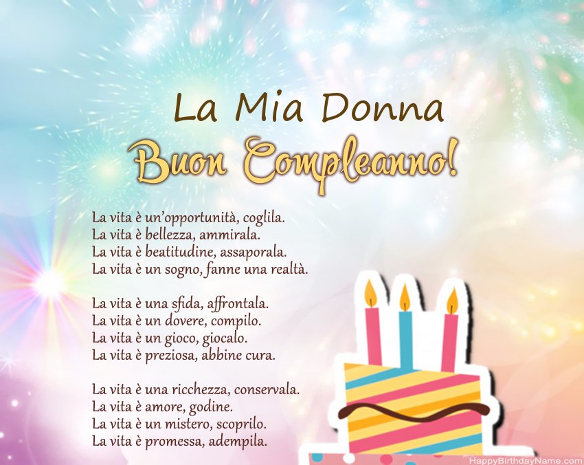 La Mia Donna Buon compleanno in versi La Mia Donna Buon compleanno in versi