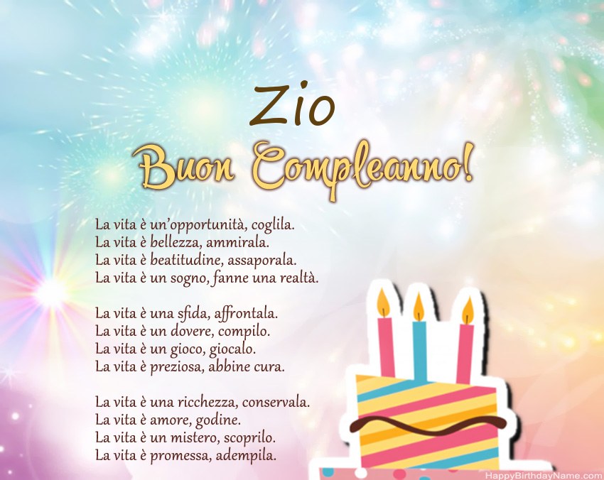 Zio Buon compleanno in versi