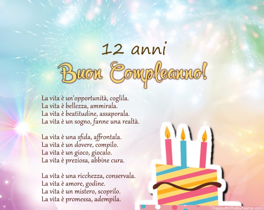 Ragazza di 12 anni Buon compleanno in versi