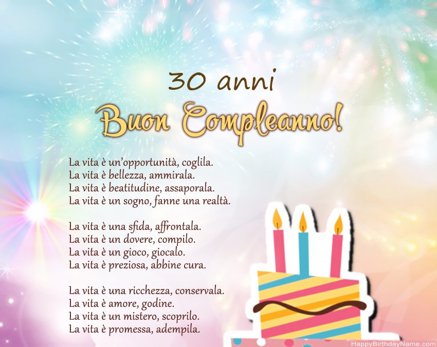 Ragazza di 30 anni Buon compleanno in versi