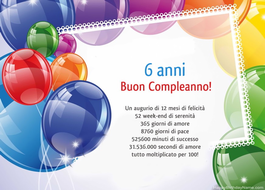 Ragazzo di 6 anni Buon compleanno!