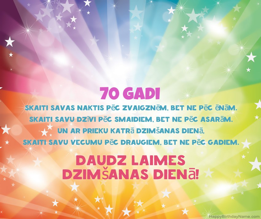 Skaistas laimīgas dzimšanas dienas kartītes 70 gadus vecs vīrietis