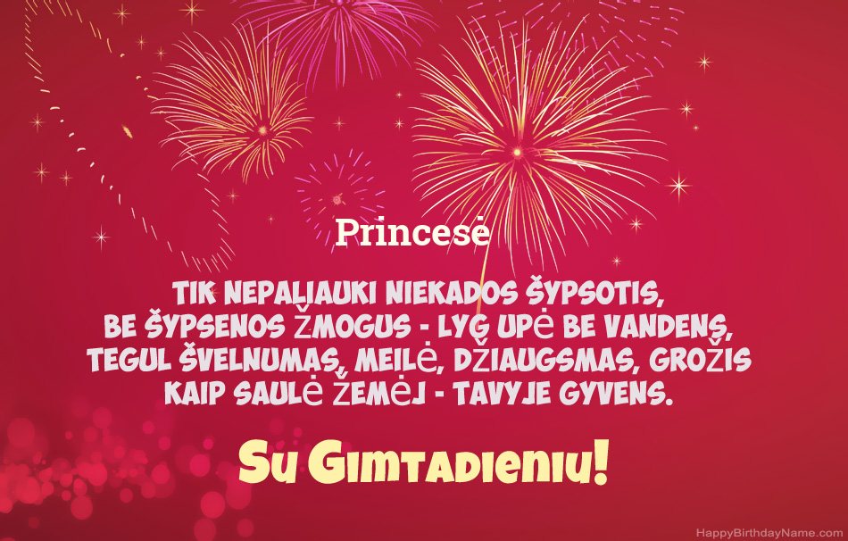 „Princesė“ su gimtadieniu, gražūs eilėraščiai „Princesė“ su gimtadieniu, gražūs eilėraščiai