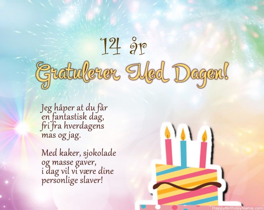 14 år gammel jente Happy Birthday i vers