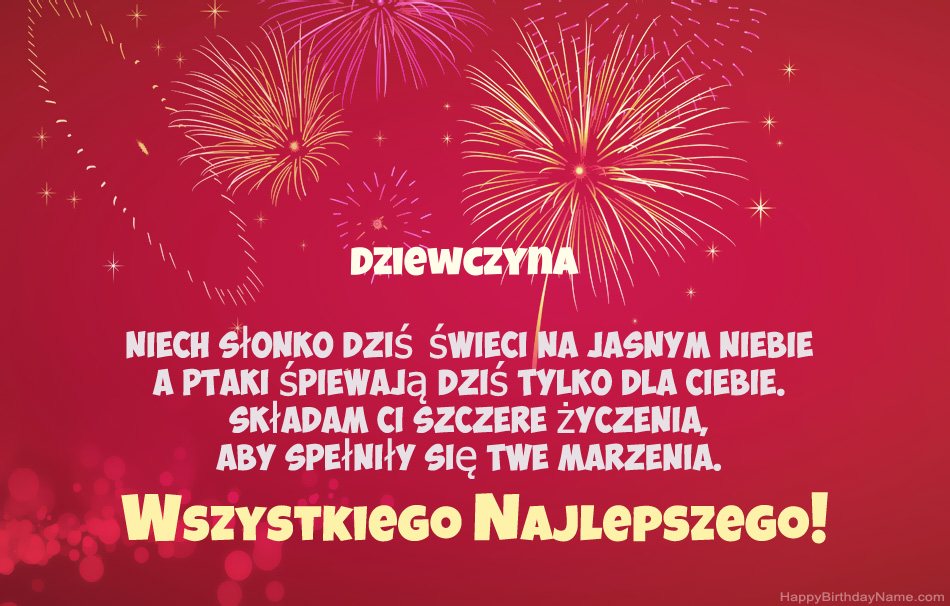Dziewczyna Wszystkiego najlepszego, piękne wiersze