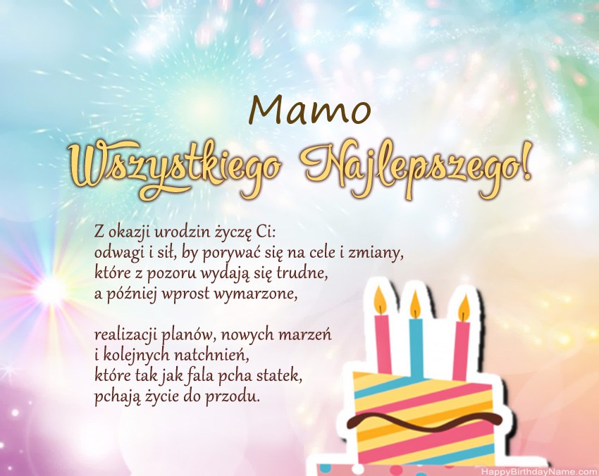 Mamo Wszystkiego najlepszego w wierszu
