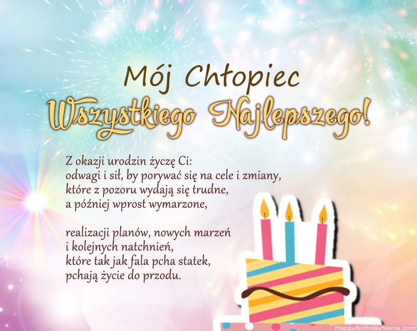 Mój Chłopiec Wszystkiego najlepszego w wierszu Mój Chłopiec Wszystkiego najlepszego w wierszu