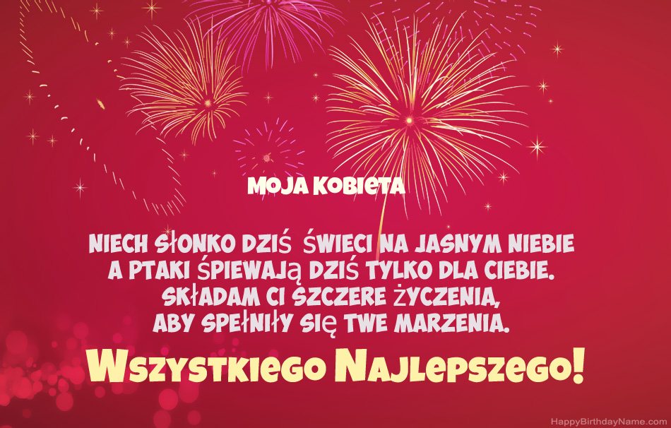 Moja Kobieta Wszystkiego najlepszego, piękne wiersze Moja Kobieta Wszystkiego najlepszego, piękne wiersze