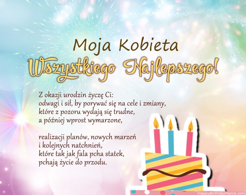 Moja Kobieta Wszystkiego najlepszego w wierszu Moja Kobieta Wszystkiego najlepszego w wierszu