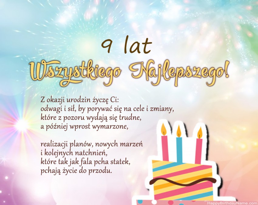 9-letnia dziewczynka Wszystkiego najlepszego w wierszu