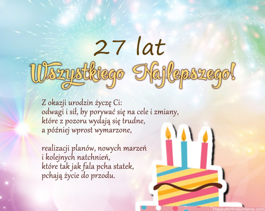 27-letnia dziewczynka Wszystkiego najlepszego w wierszu