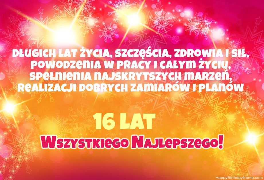 Fajne gratulacje z okazji urodzin 16-letni facet