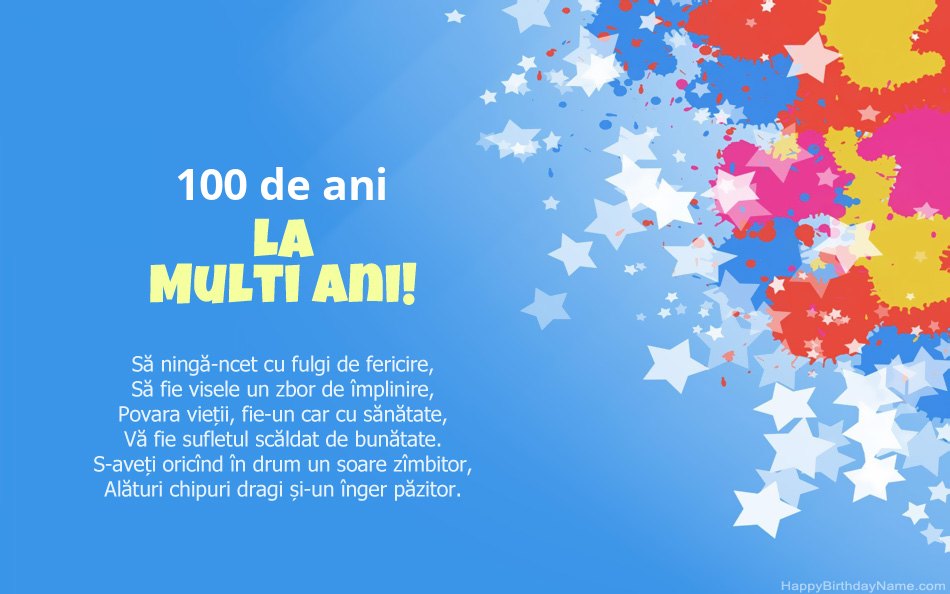 Felicitări pentru ziua de naștere Femeie în vârstă de 100 de ani Felicitări pentru ziua de naștere Femeie în vârstă de 100 de ani