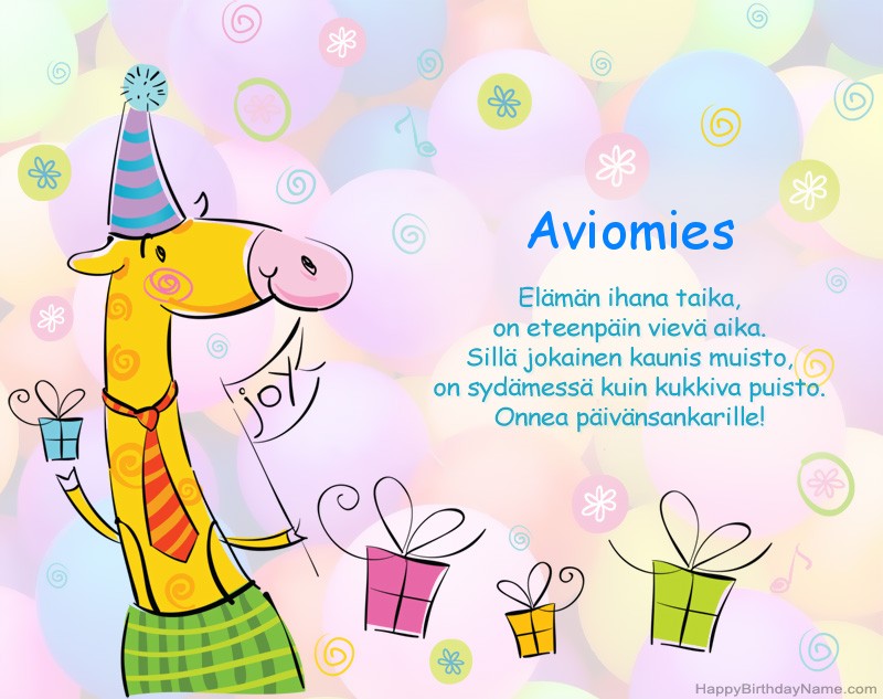 Onnittelut Aviomies hyvää syntymäpäivää varten