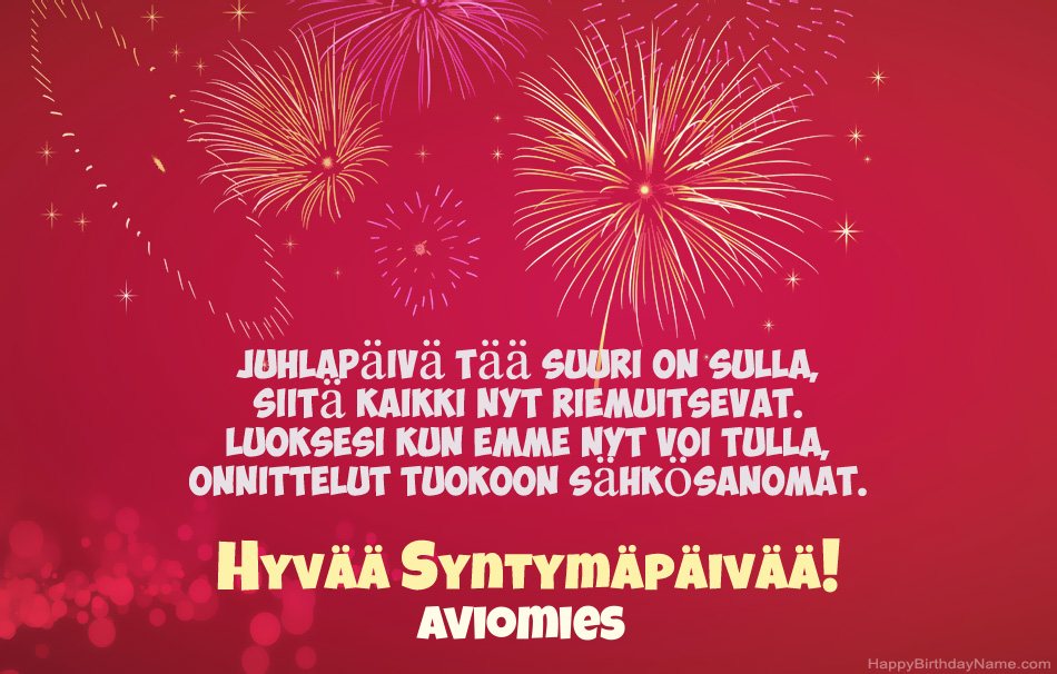 Aviomies Hyvää syntymäpäivää, kauniita runoja