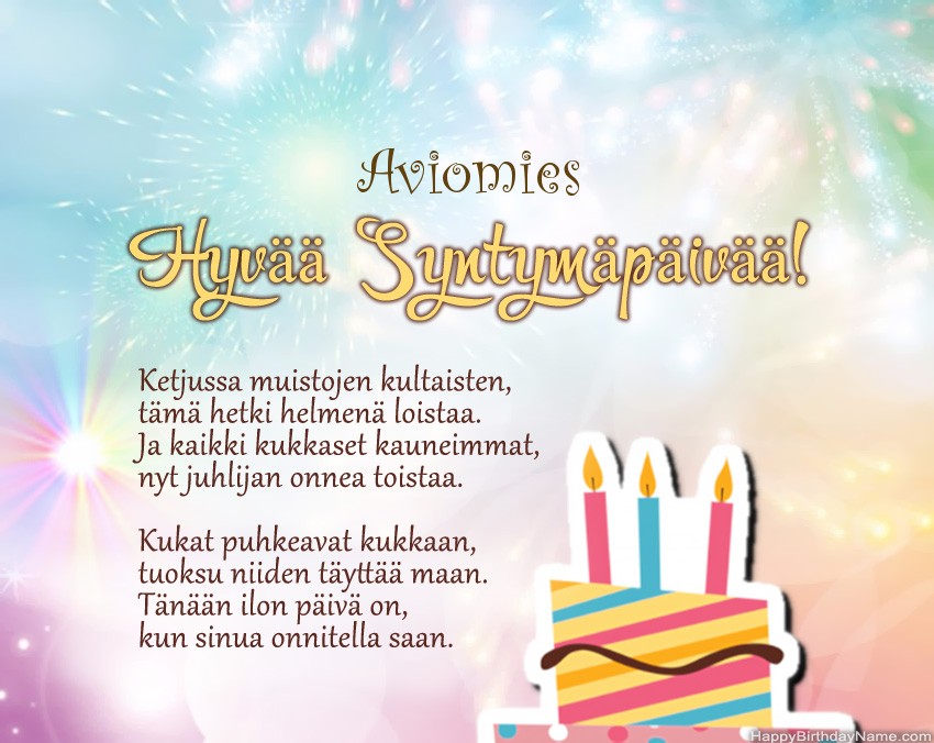 Aviomies hyvää syntymäpäivää jakeessa