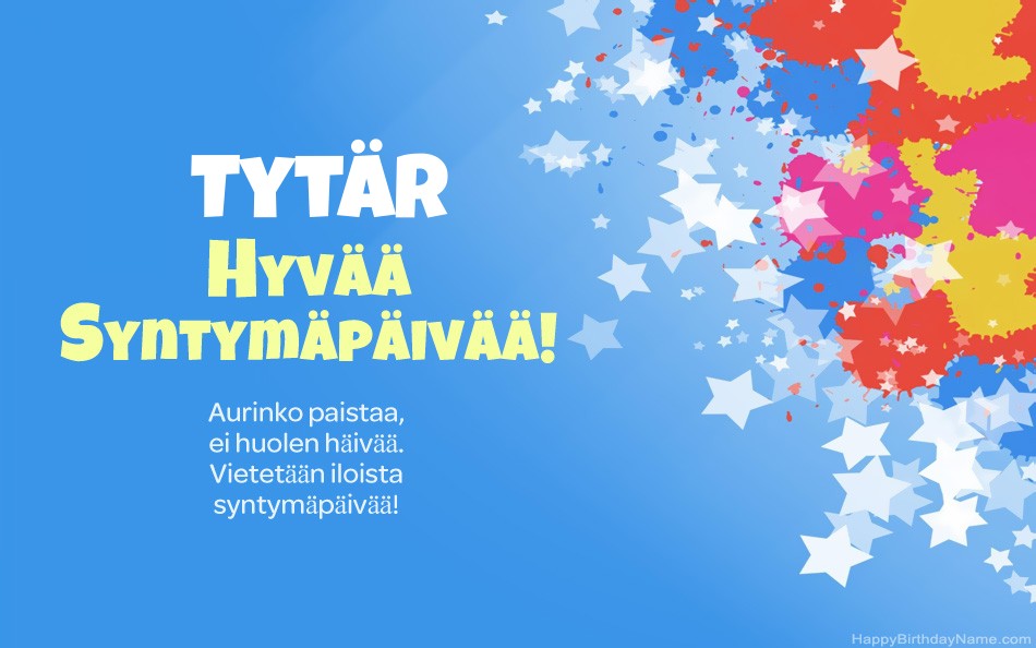 Onnittelut syntymäpäivänä Tytär