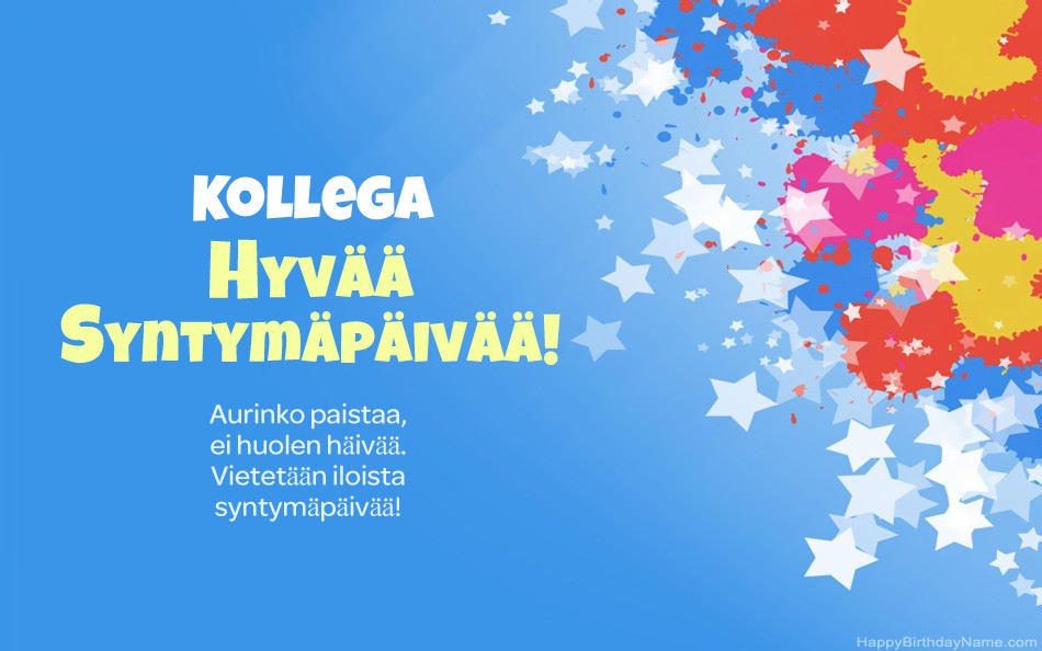 Onnittelut syntymäpäivänä Kollega