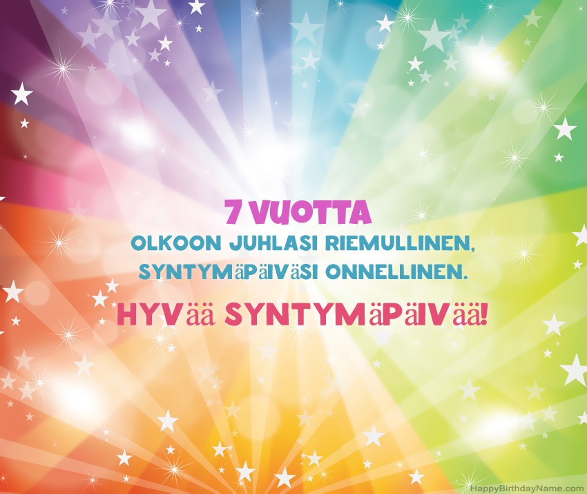 Kauniit hyvät syntymäpäivät -kortit 7-vuotias poika