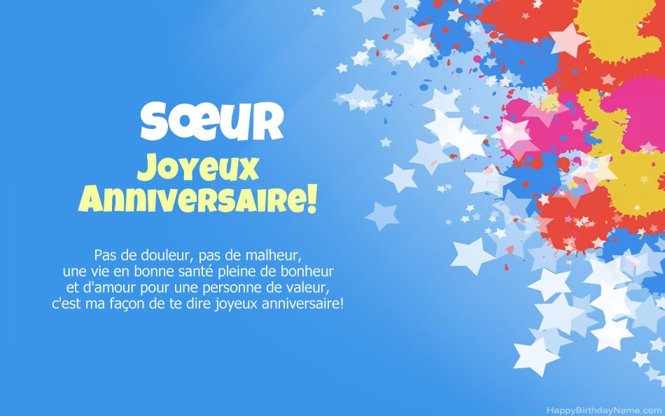Félicitations pour l'anniversaire Sœur