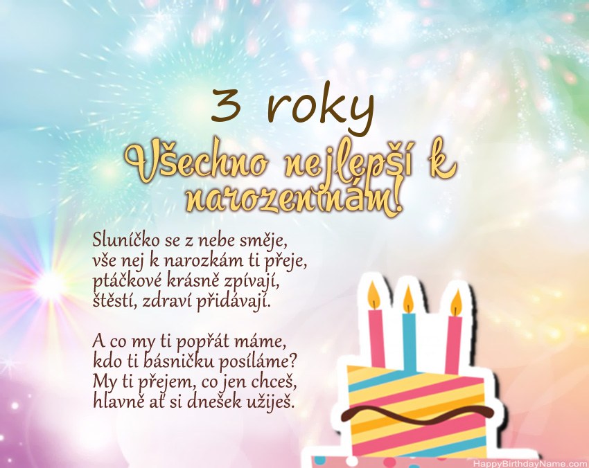 3 roky stará dívka Všechno nejlepší k narozeninám ve verši 3 roky stará dívka Všechno nejlepší k narozeninám ve verši