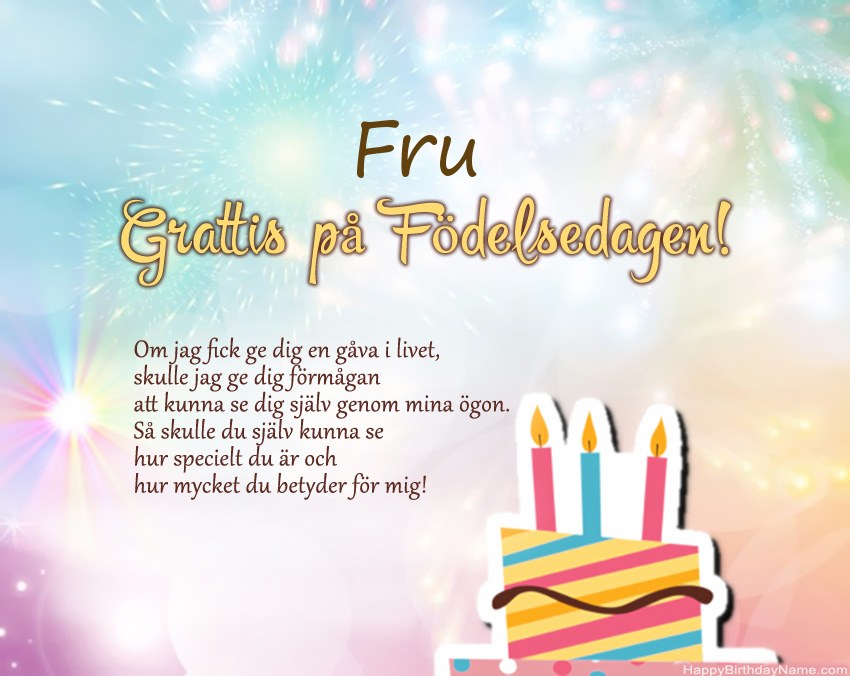 Fru Grattis på födelsedagen i vers