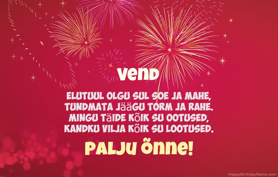 Vend palju õnne sünnipäevaks, ilusaid luuletusi