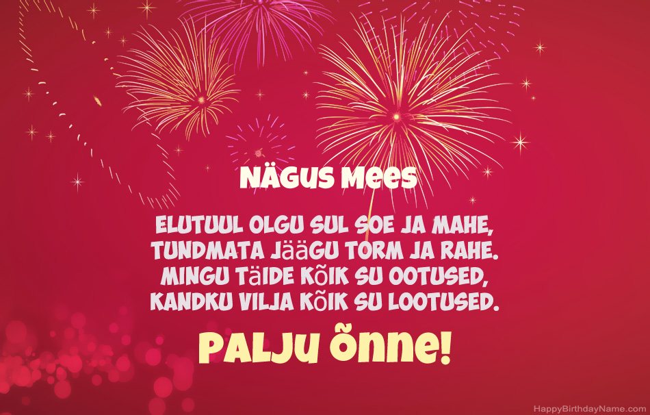 Nägus Mees palju õnne sünnipäevaks, ilusaid luuletusi