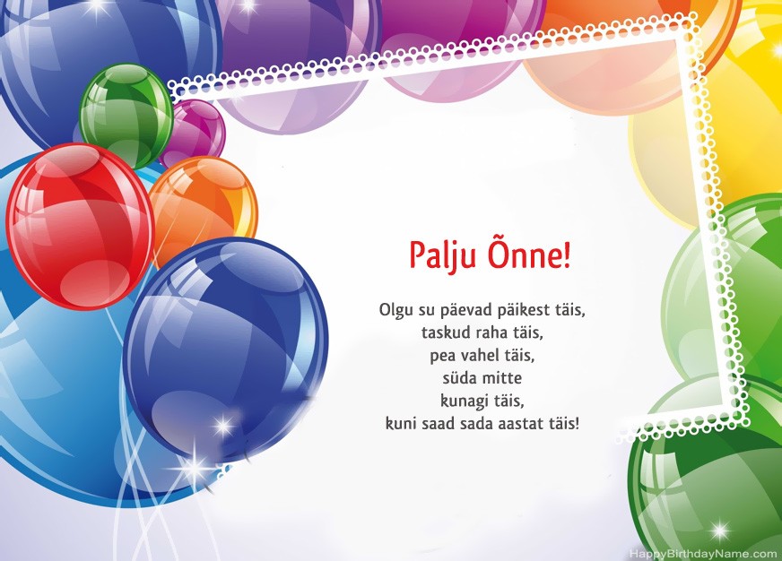 Palju õnne sünnipäevaks!