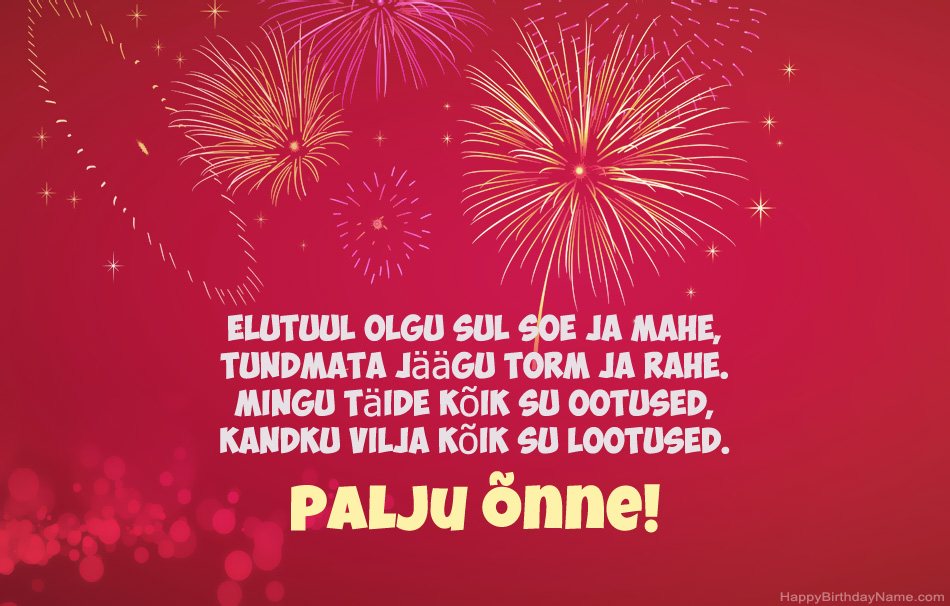 Palju õnne sünnipäevaks, ilusaid luuletusi