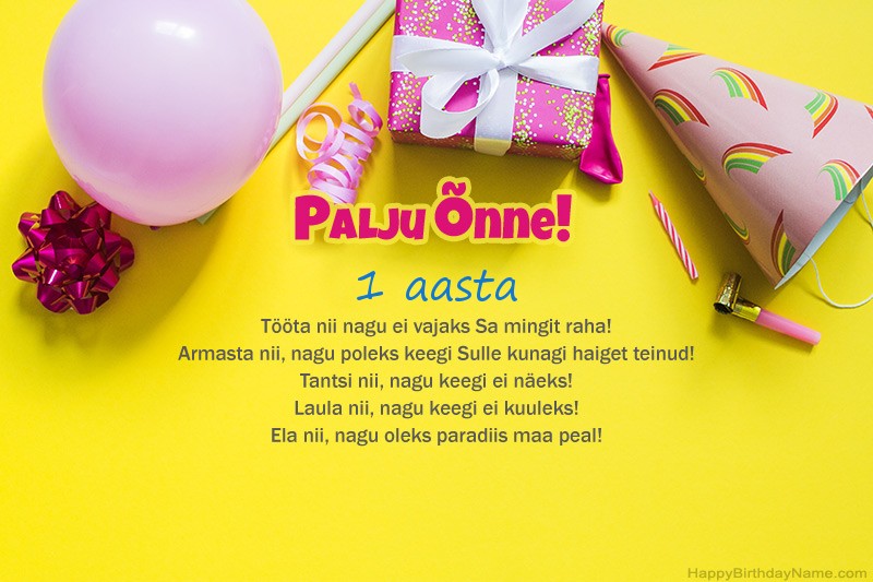 Palju õnne sünnipäevaks 1-aastane tüdruk proosas