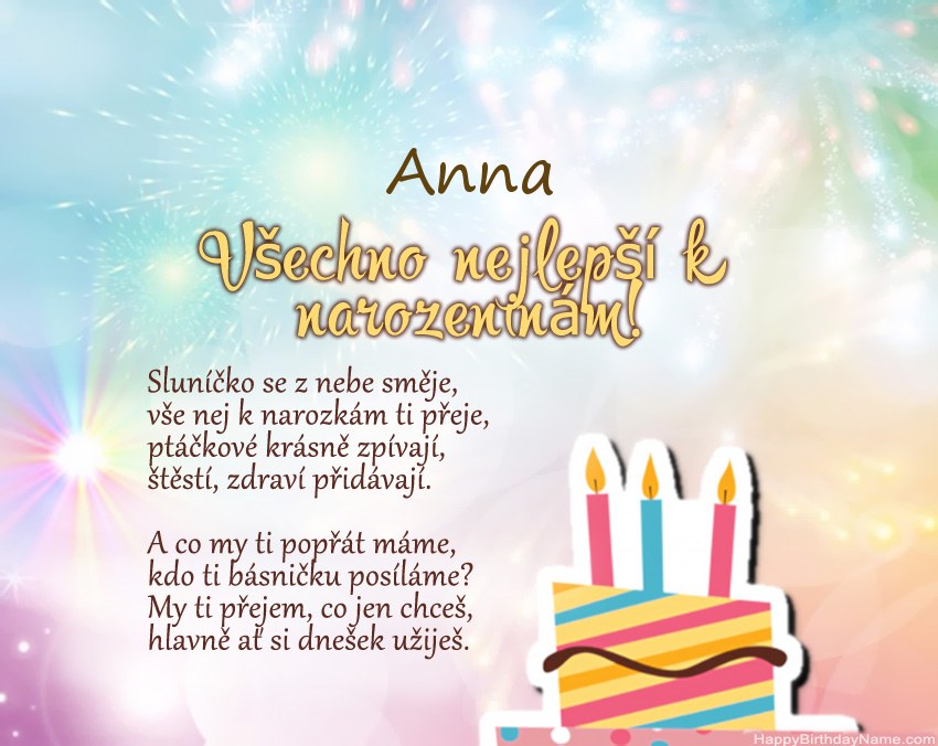 Všechno nejlepší k narozeninám Anna ve verši Všechno nejlepší k narozeninám Anna ve verši