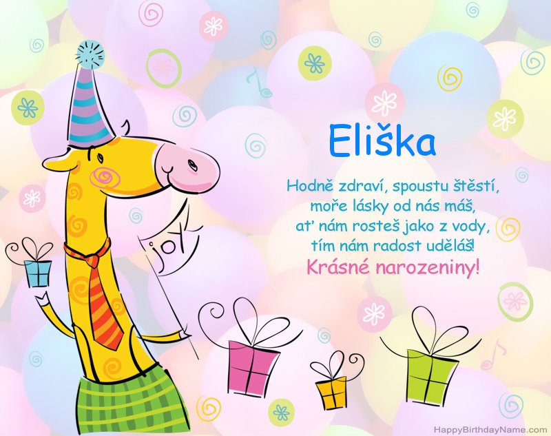 Dětské blahopřání k narozeninám Eliška