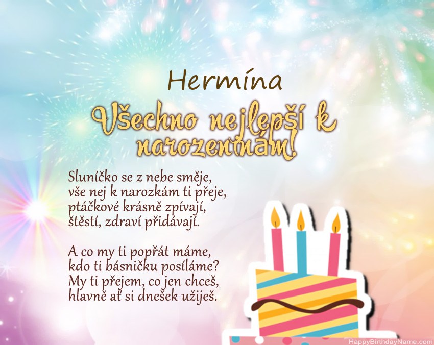 Všechno nejlepší k narozeninám Hermína ve verši