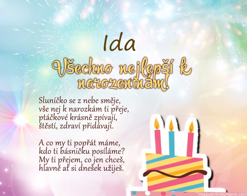 Všechno nejlepší k narozeninám Ida ve verši