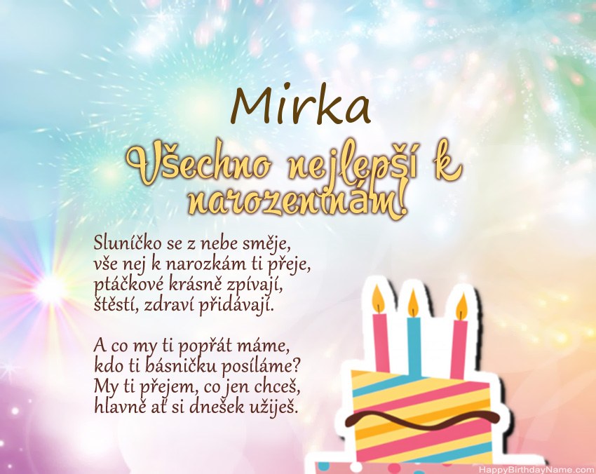 Všechno nejlepší k narozeninám Mirka ve verši