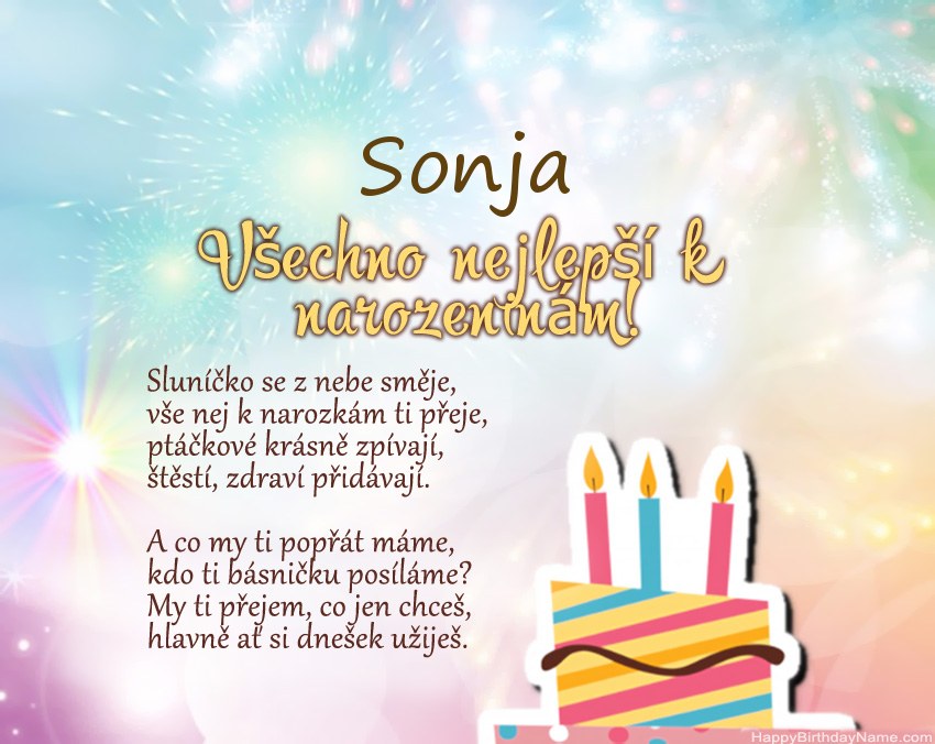 Všechno nejlepší k narozeninám Sonja ve verši Všechno nejlepší k narozeninám Sonja ve verši