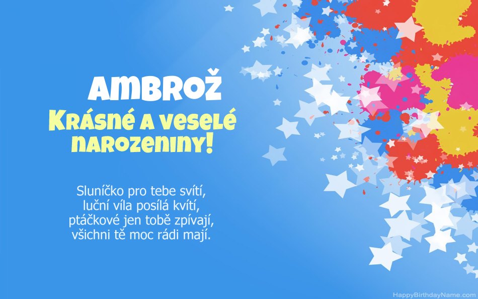 Blahopřeji k narozeninám Ambrož