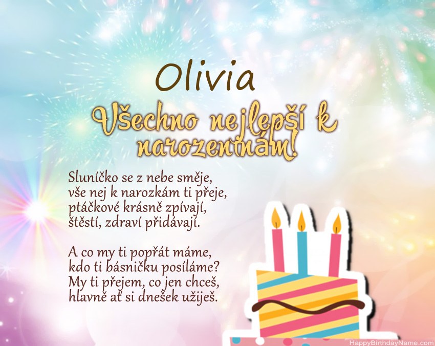 Všechno nejlepší k narozeninám Olivia ve verši