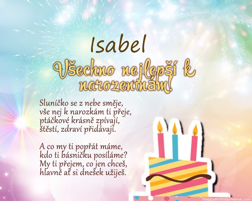 Všechno nejlepší k narozeninám Isabel ve verši Všechno nejlepší k narozeninám Isabel ve verši