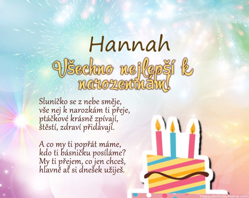 Všechno nejlepší k narozeninám Hannah ve verši Všechno nejlepší k narozeninám Hannah ve verši