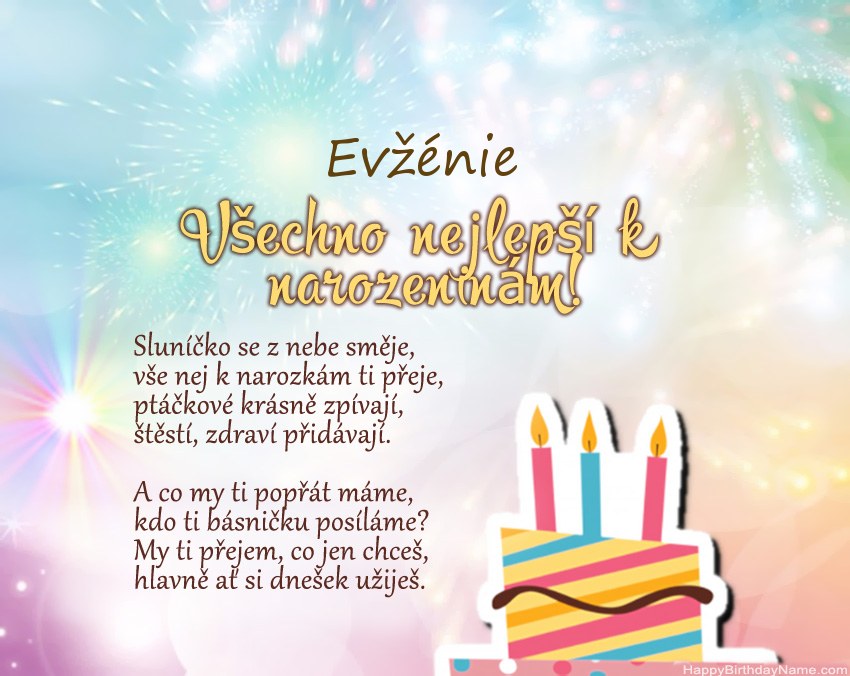 Všechno nejlepší k narozeninám Evžénie ve verši